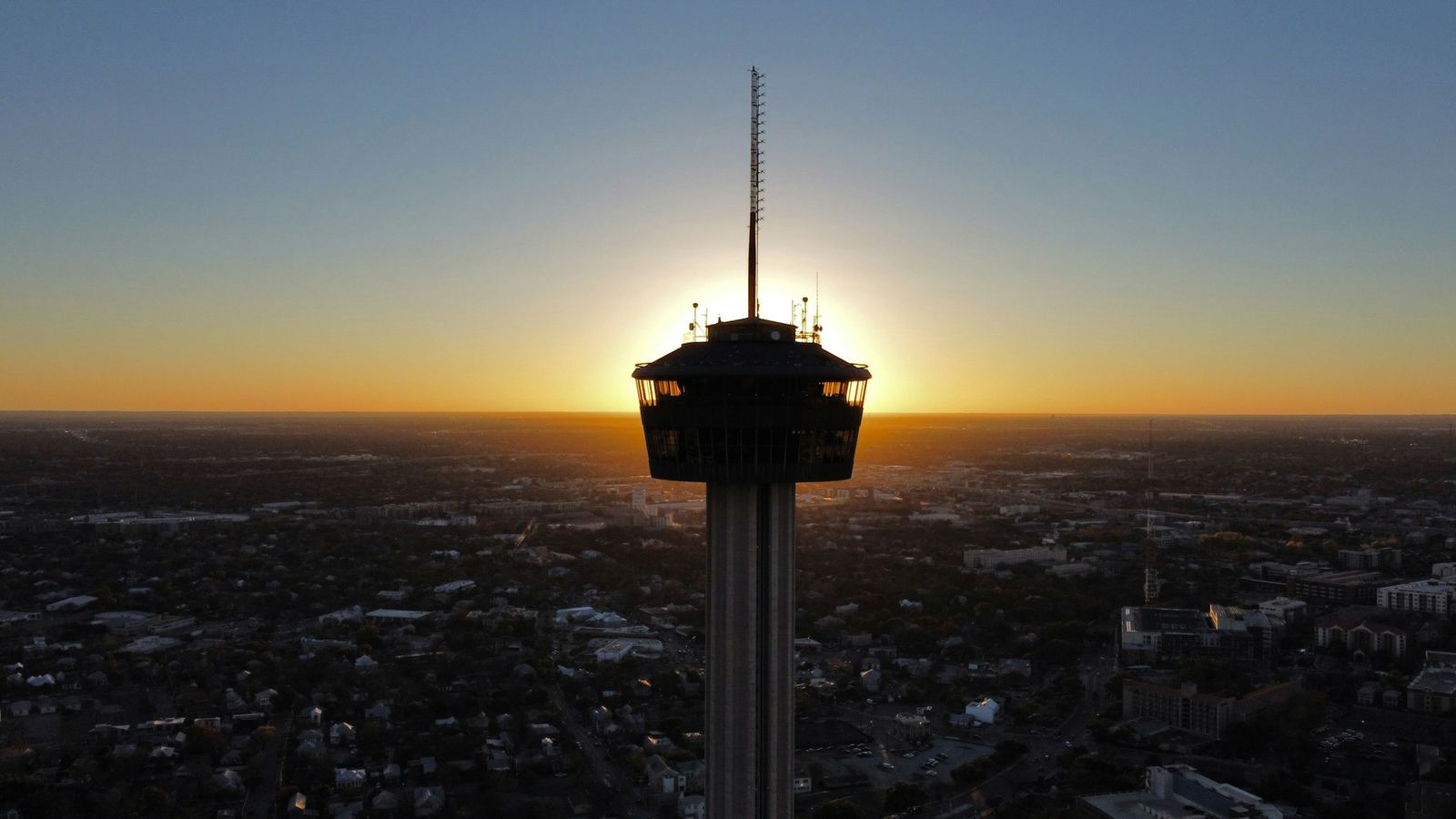 The Tower of the Americas above San Antonio at sunset